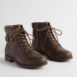 TORRID LACEUP SWEATER BOOTIE